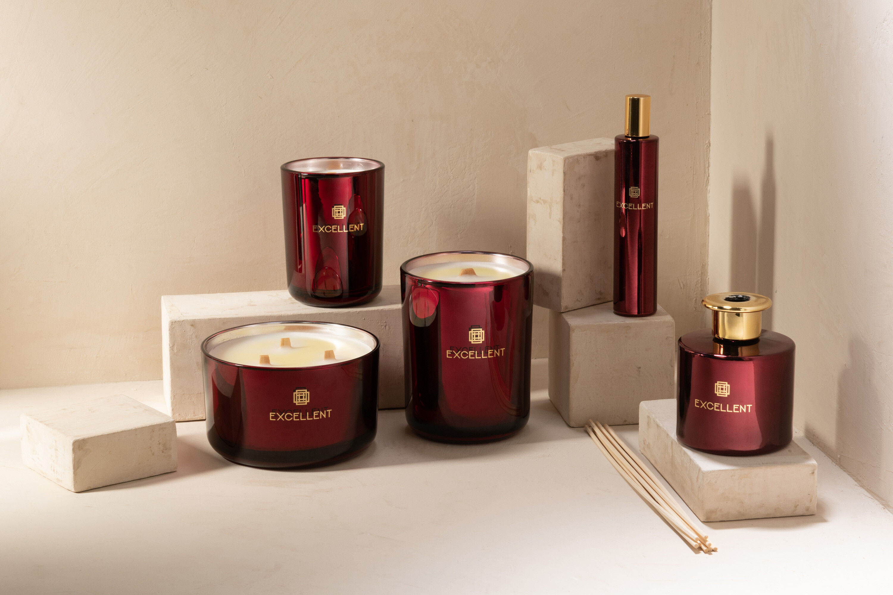 SALE % - Lumanare parfumata, Sticla, Rosu, 14x14x9.5 cm