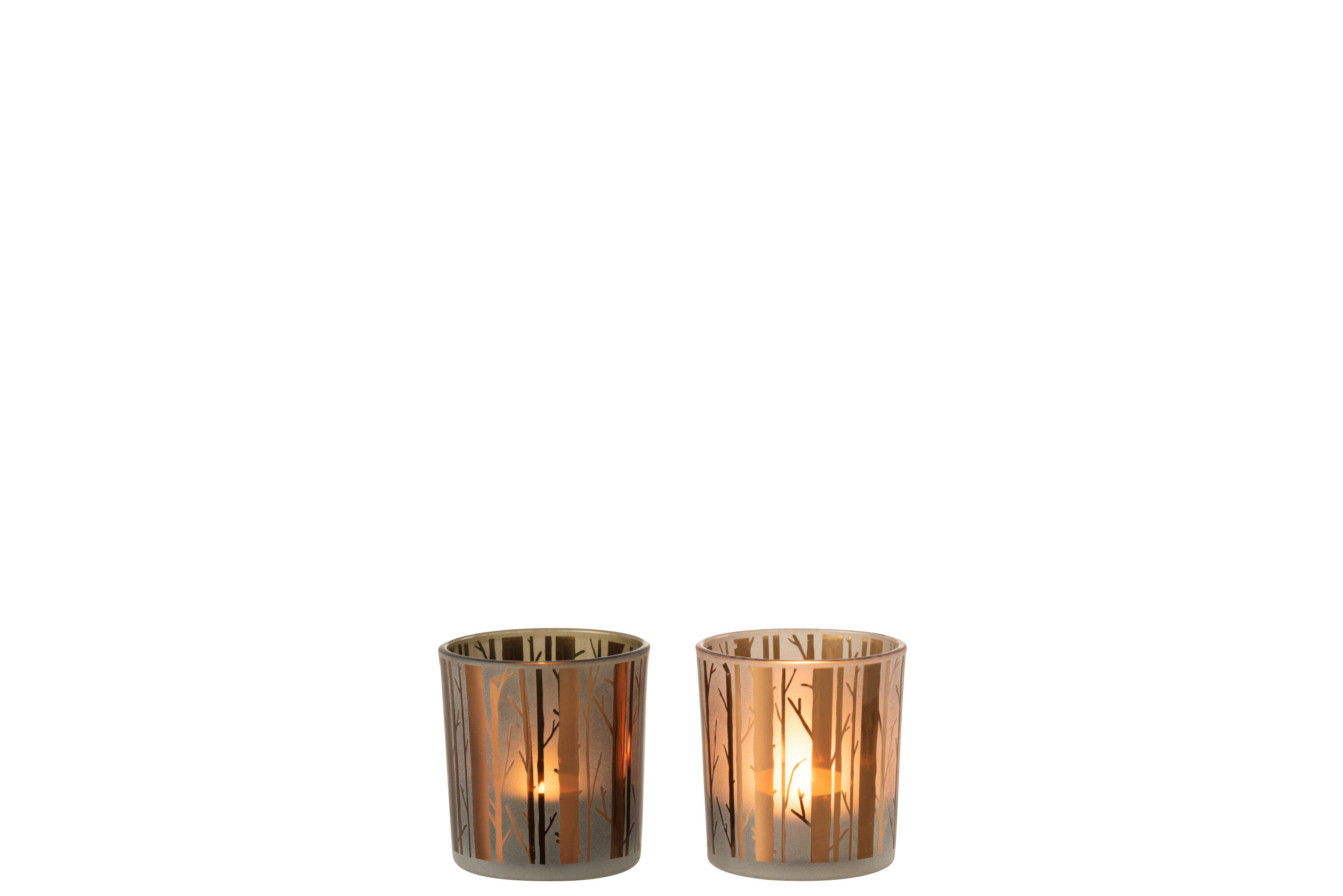 Set 2 suporturi lumanari, Sticla, Maro, 7x7x8 [2]