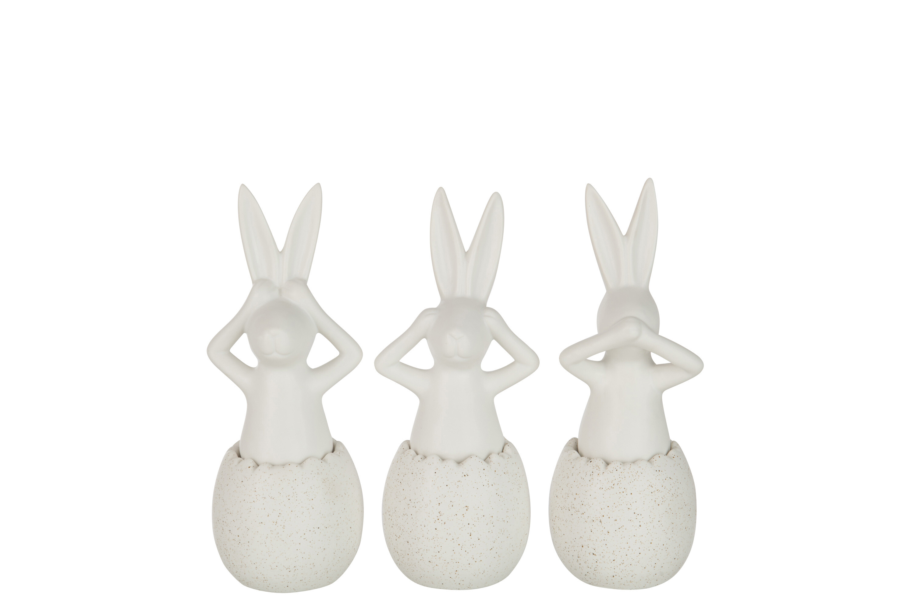 SALE % - Set 3 figurine Rabbit See/Hear/Speak, Ceramica, Alb, 10.6x9.5x25.9 cm