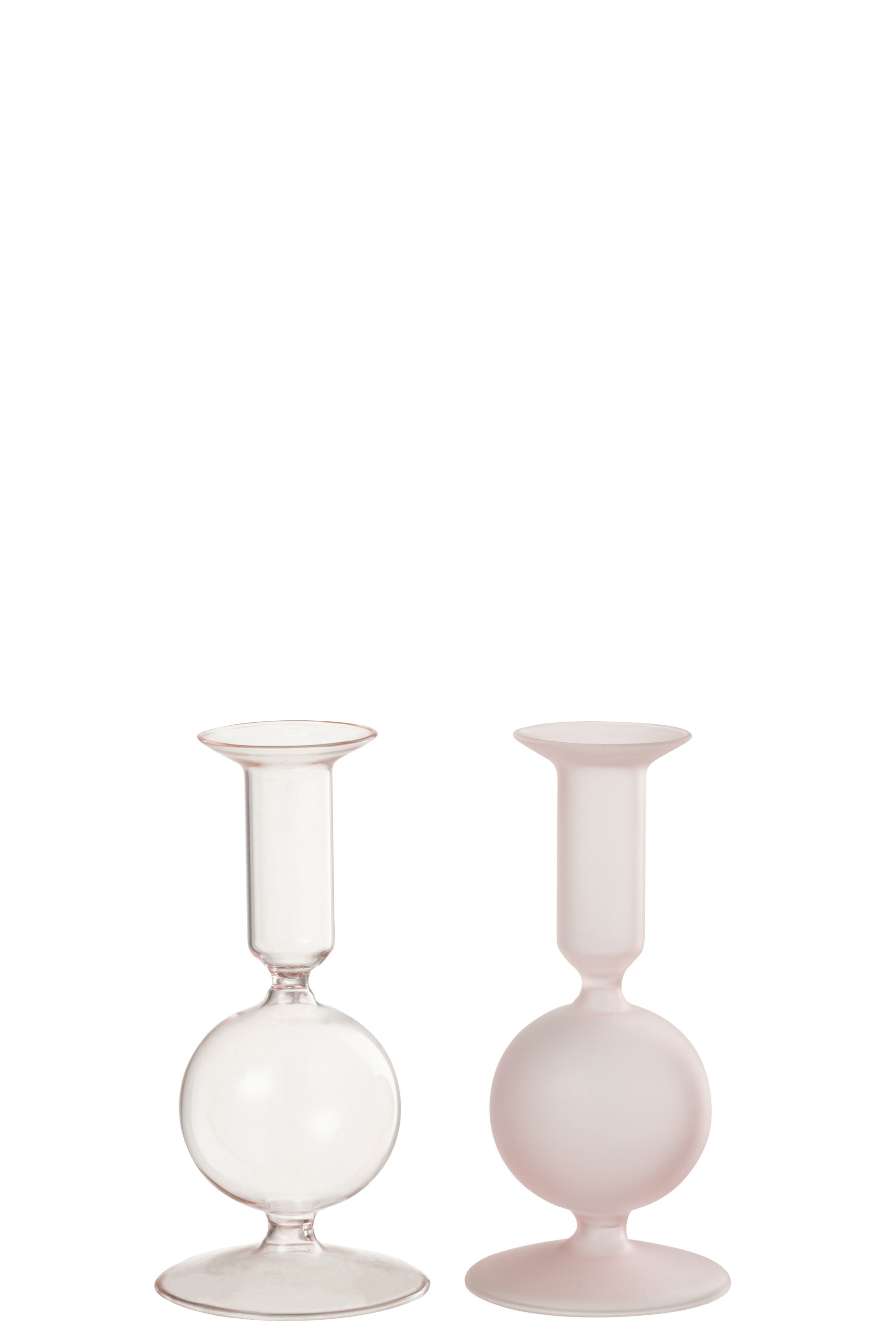 Suporturi lumanari - Set 2 suporturi lumanari, Sticla, Roz, 8x8x15