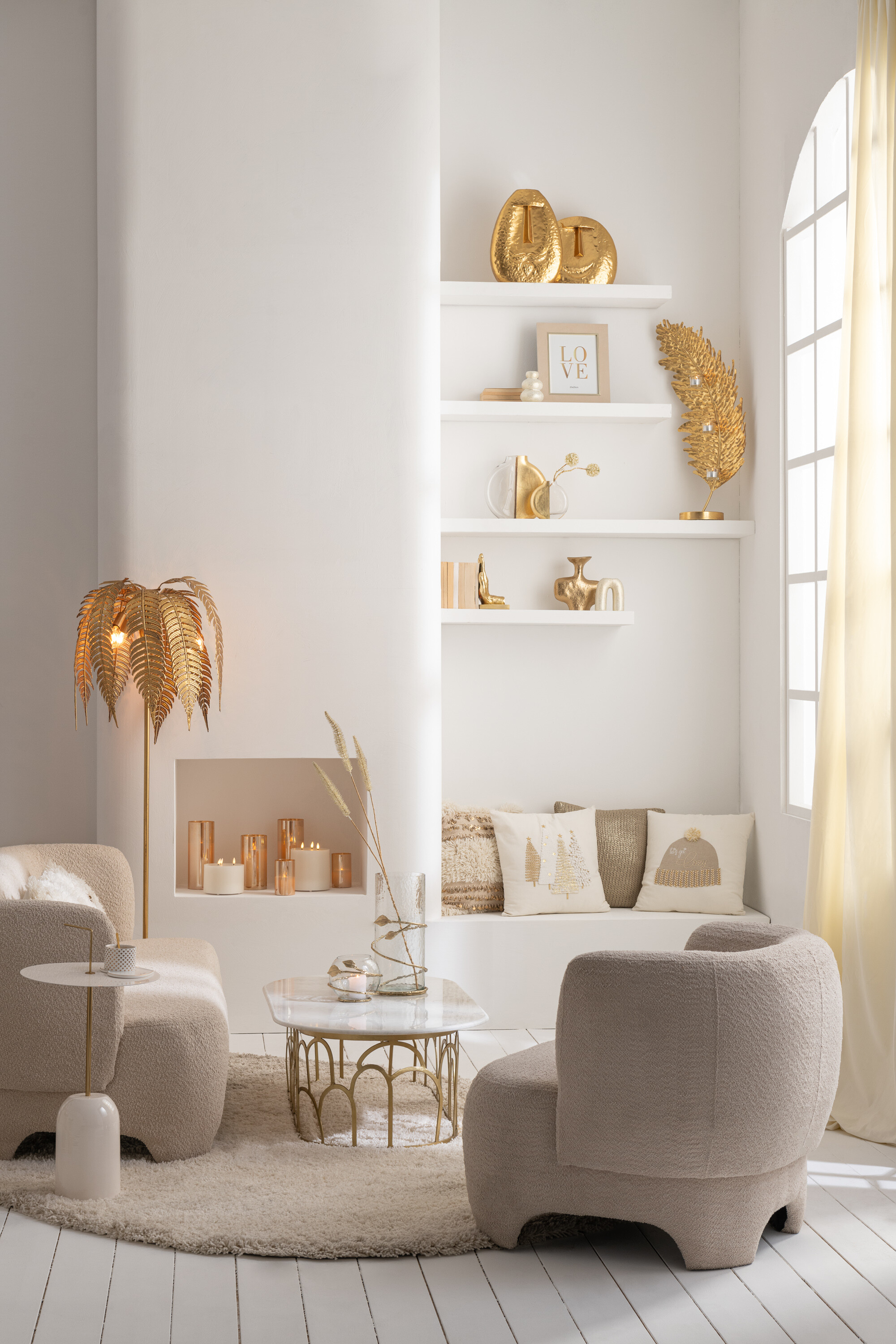 SALE % - Fotoliu, Knit, Textil/Lemn Alb