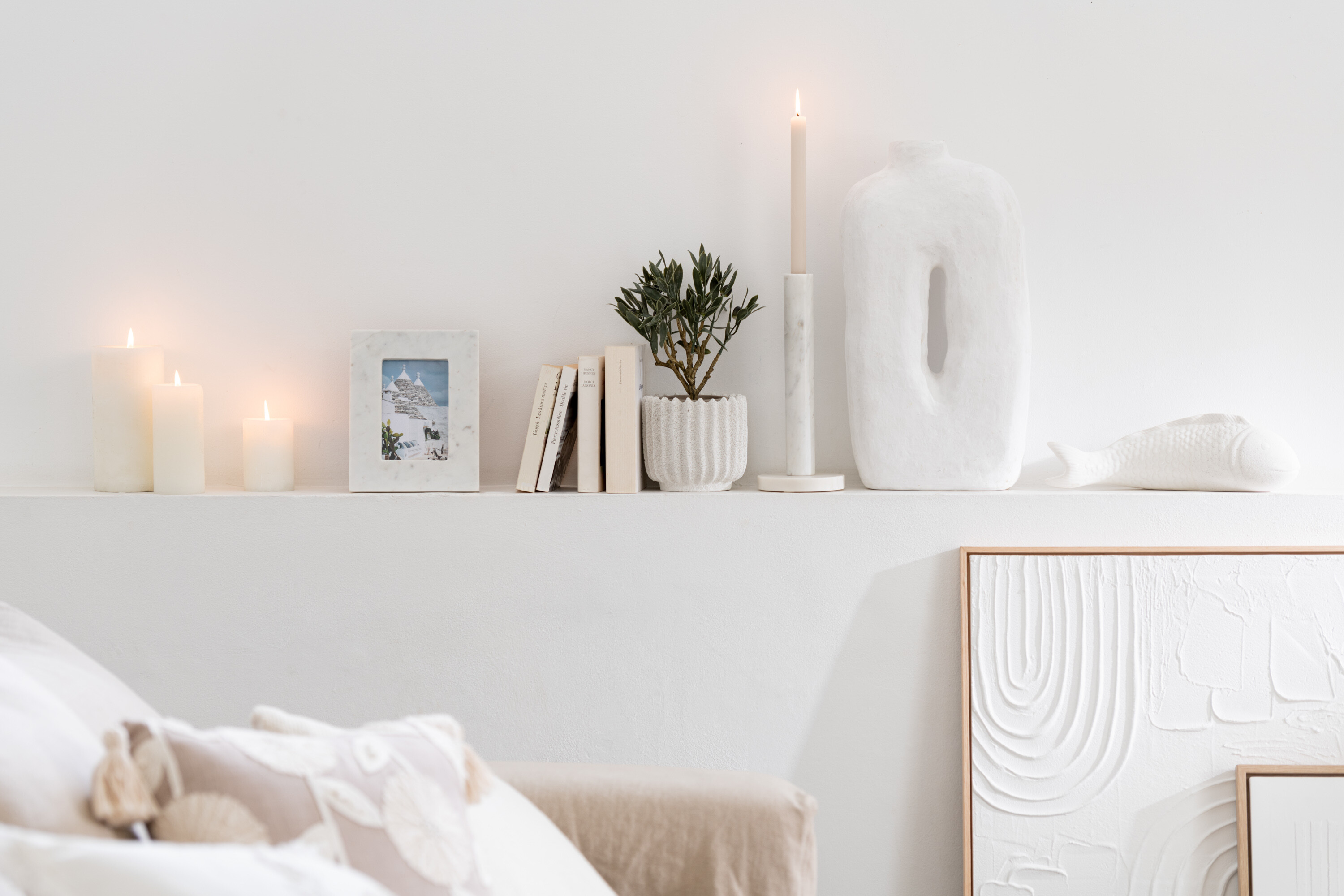 SALE % - Suport de lumânare, MARBLE, SET3