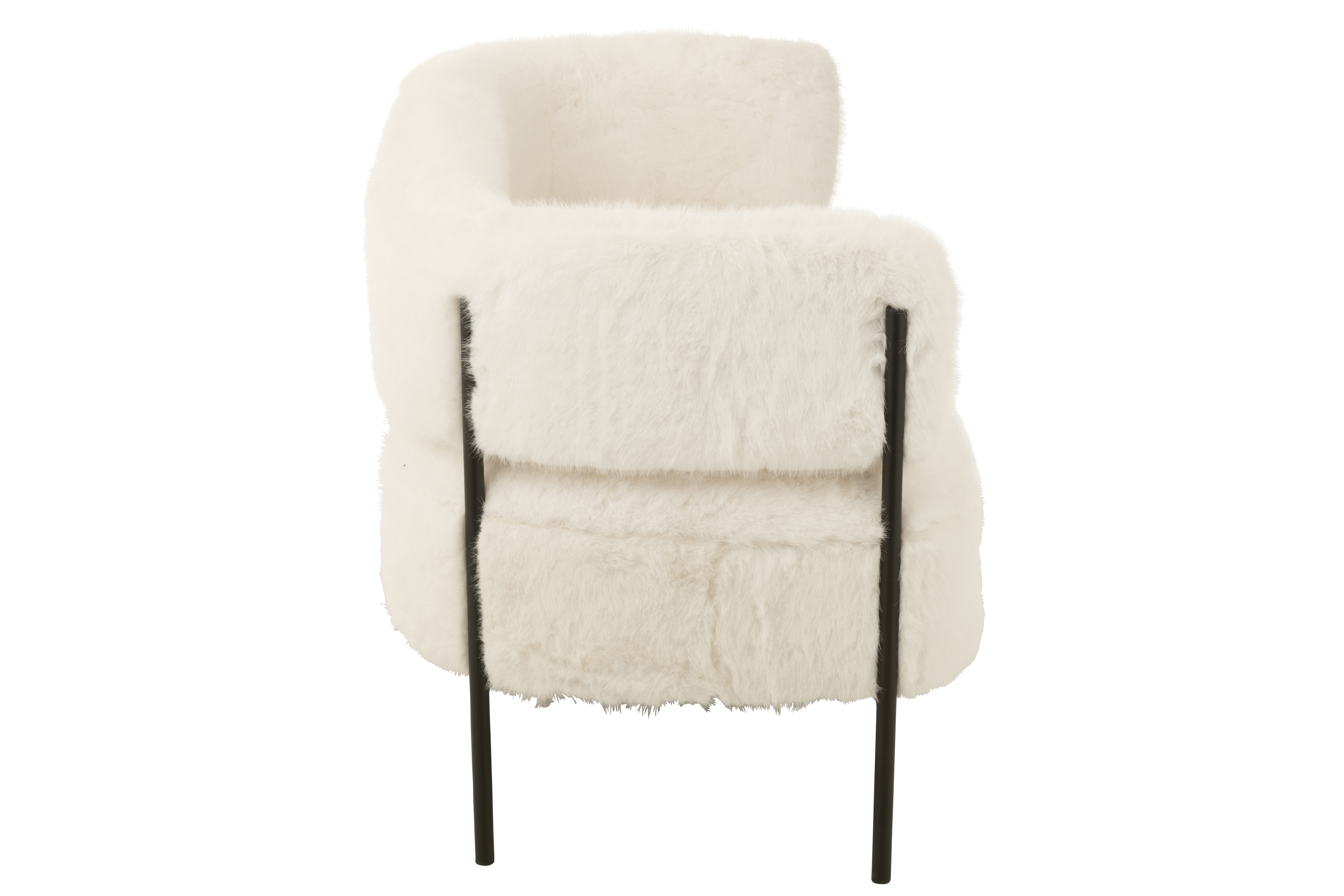 Canapea 2 locuri Teddy, picioare metalice, lemn, alb [4]