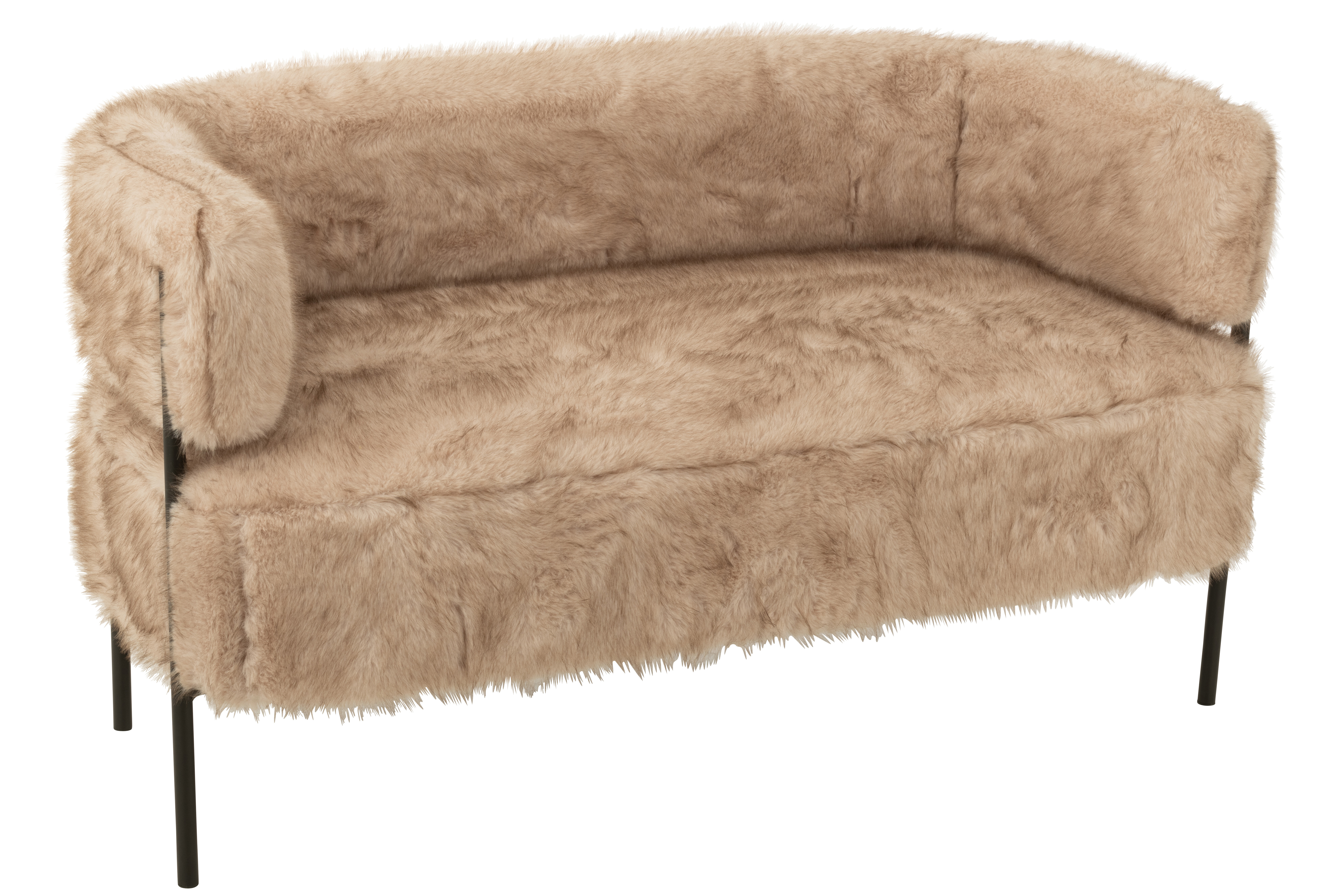 Canapea cu 2 locuri Teddy, picioare metalice, lemn, taupe [2]