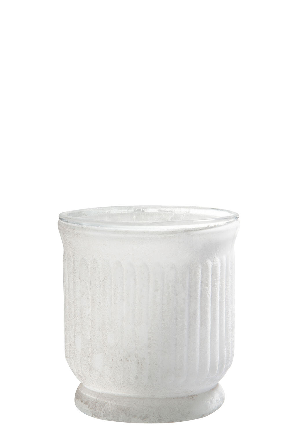 SALE % - Suport lumanari, Sticla, Alb, 9x9x9.5