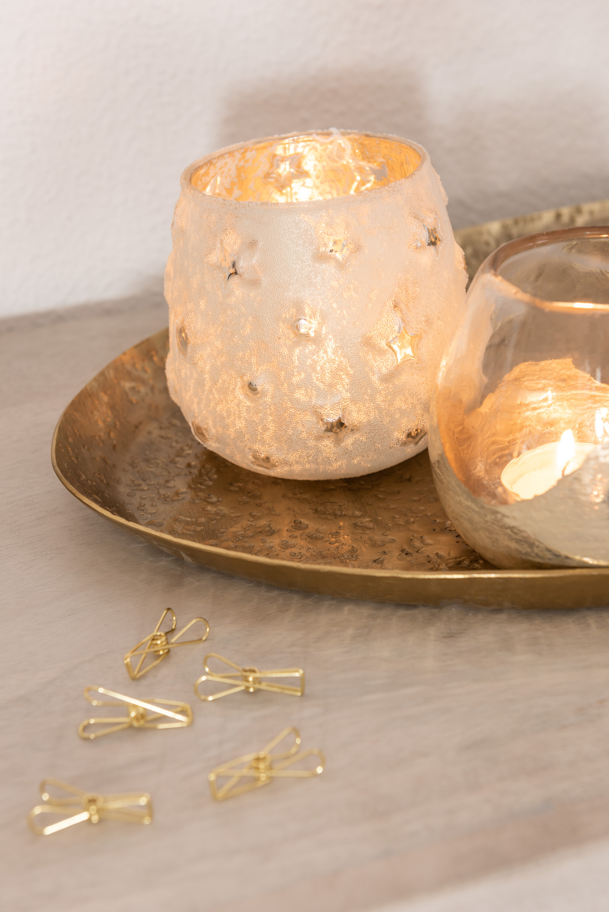 SALE % - Suport lumanari, Sticla, Auriu, 11.5x11.5x11