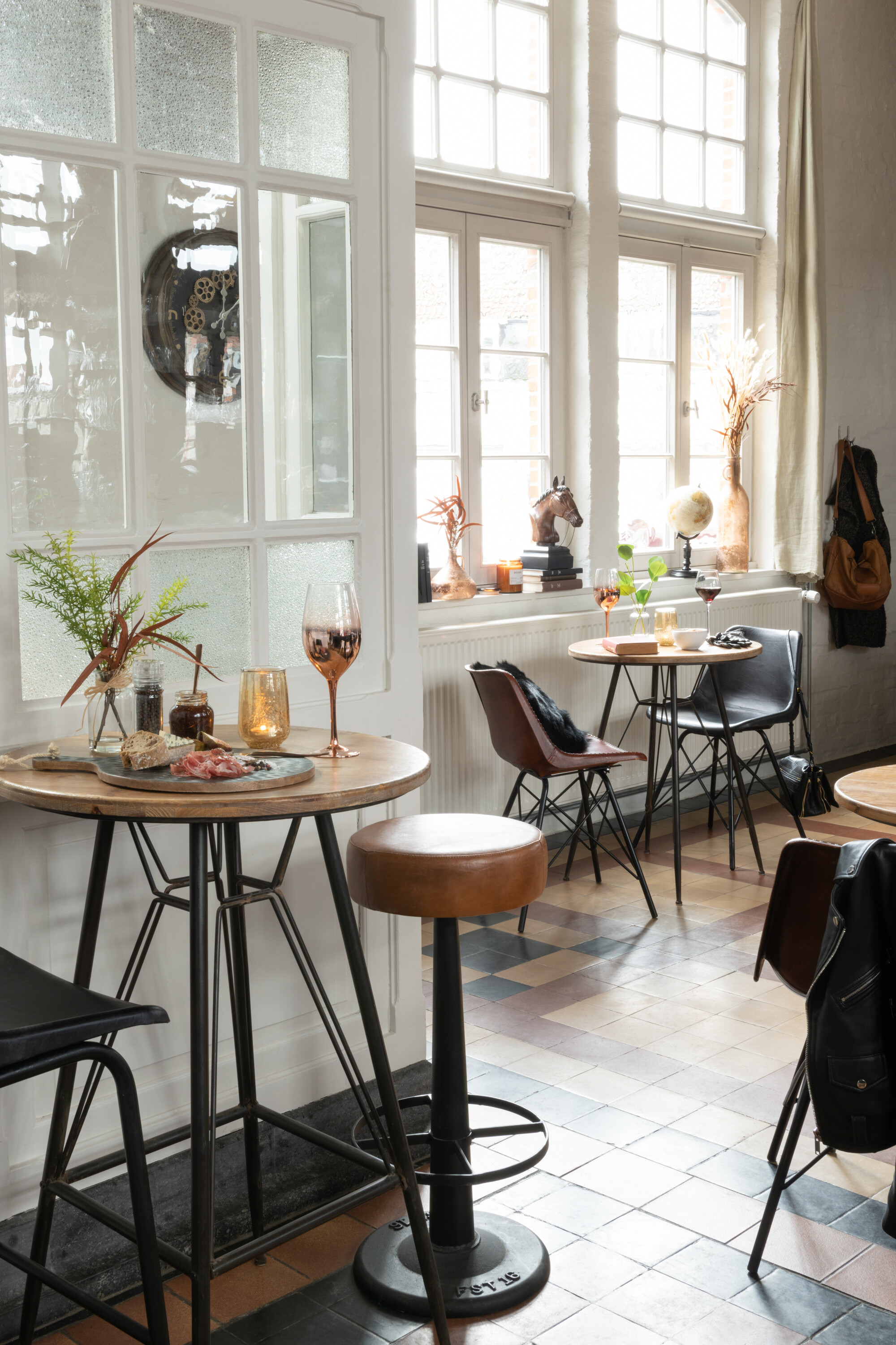 SALE % - Scaun de bar din piele/met