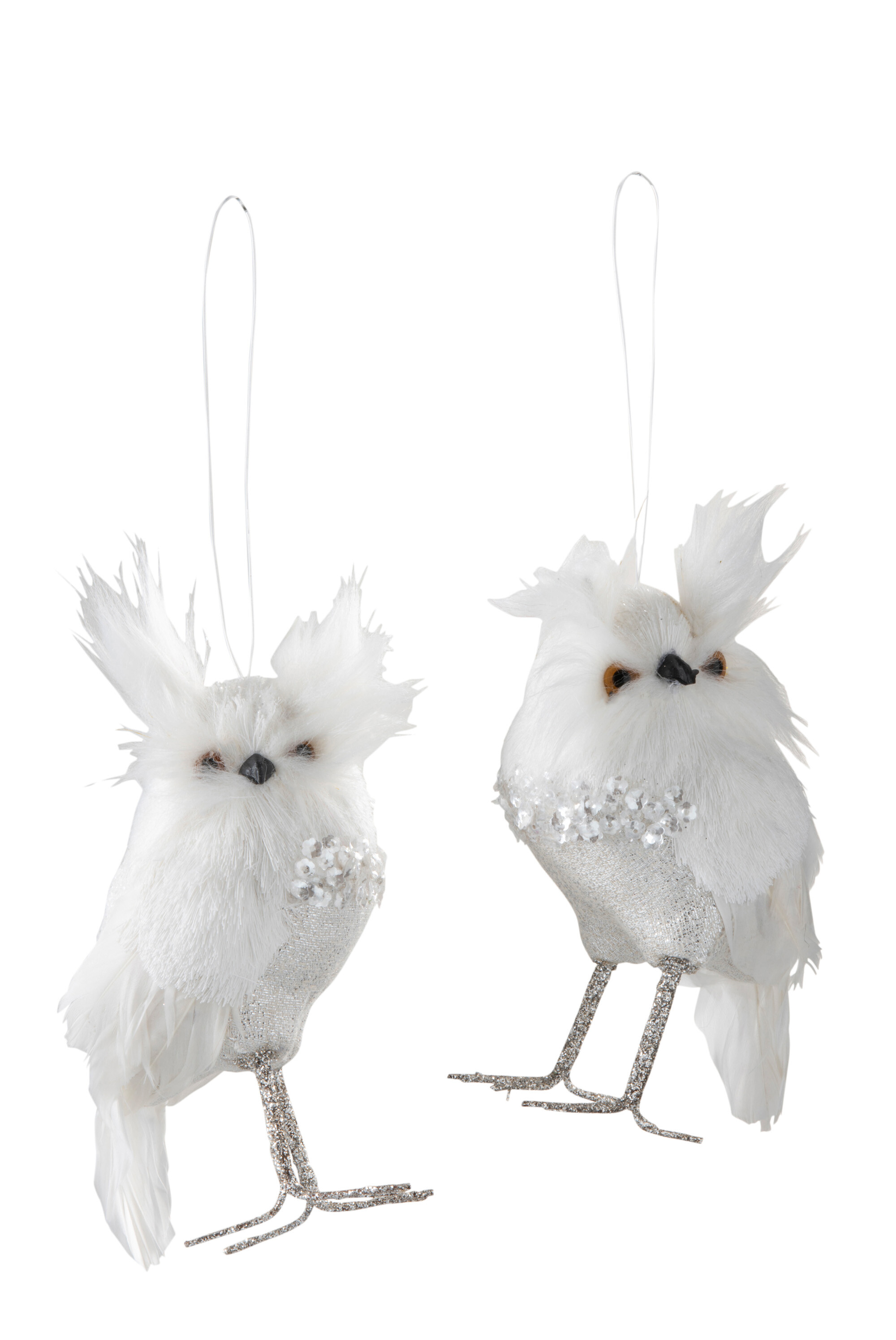 SALE % - Set 2 decoratiuni, Pene, Alb , 6.5x5.5x13