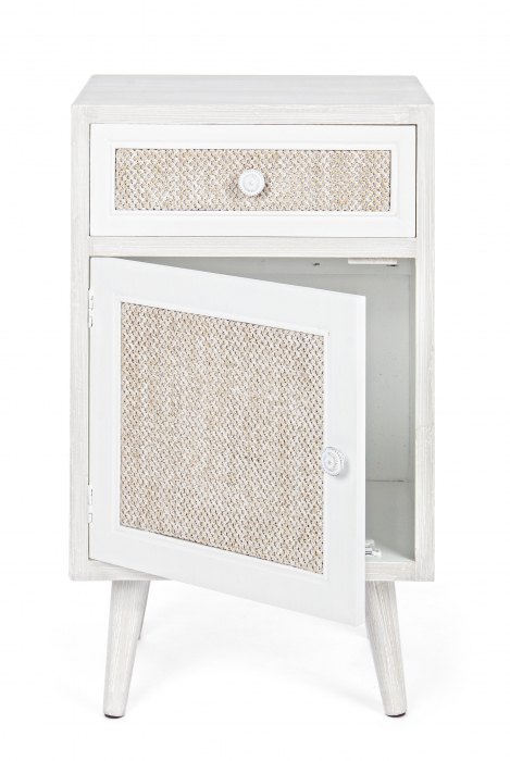 Noptiera Montiel, MDF/Fibre sintetice, Alb/Maro, 40x31.5x67 cm [2]