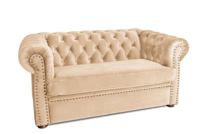 Canapea cu 2 locuri extensibila Chesterfield, bej, 150x86x80 cm [2]