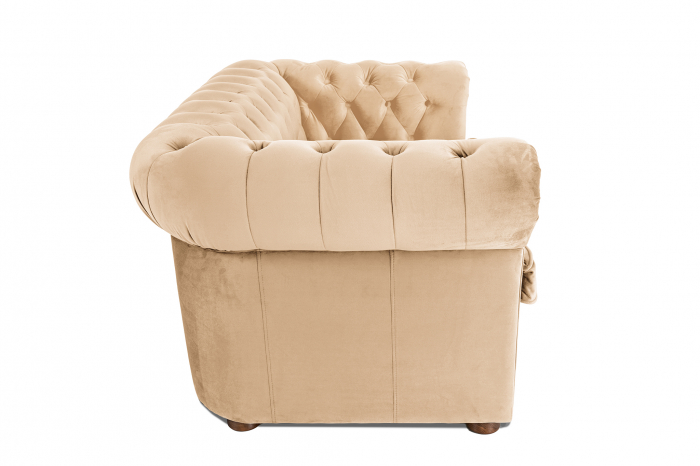 Canapea cu 2 locuri extensibila Chesterfield, bej, 150x86x80 cm [3]