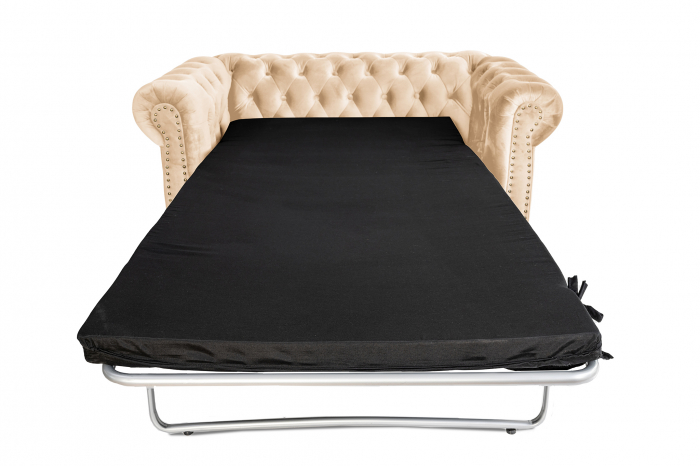 Canapea cu 2 locuri extensibila Chesterfield, bej, 150x86x80 cm [9]