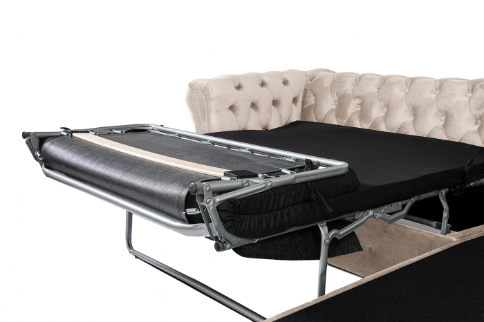 Canapea 2 locuri extensibila cu sezlong Chesterfield, bej, 245x85/175x70 cm [7]