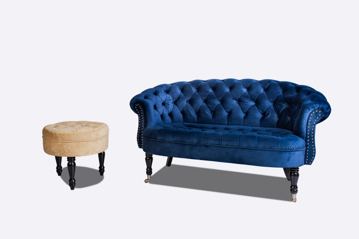 Taburet Filip chesterfield, bej, 50x48 cm [5]