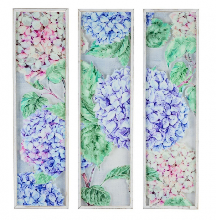 Tablou Hortensia, plastic /MDF, Multicolor, 64x2x120 cm [4]