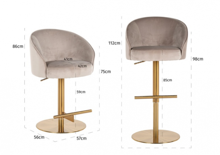 Scaun de bar Zabi, kaki/auriu,112x57x56 cm [3]