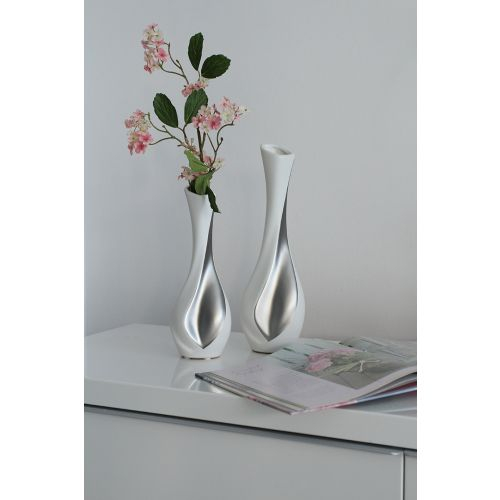 Vaza Gardo, Ceramica, Argintiu Alb, 7.5x10x26 cm