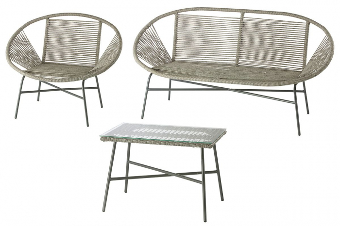 Set 4 obiecte mobilier exterior Havanna, rattan sintetic