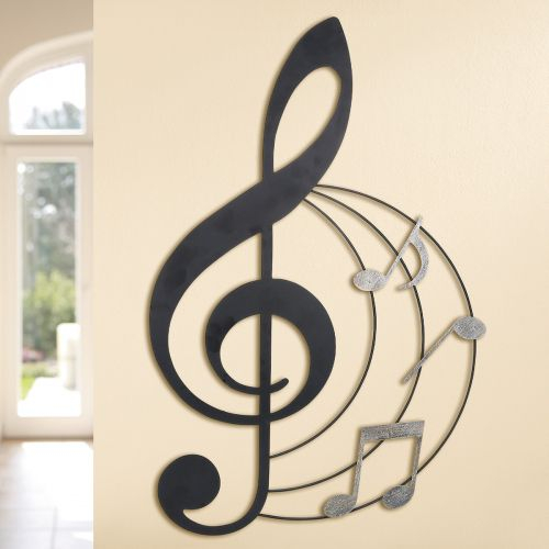 Decoratiune Musicale, Metal, Negru Argintiu, 44.5x68 cm