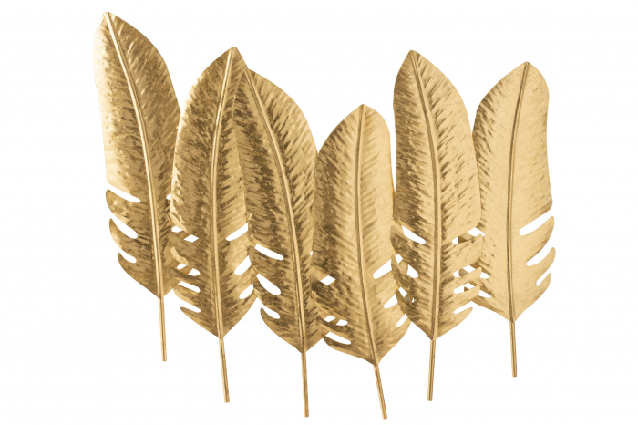 Decoratiune de perete Feather, metal, auriu, 73x2x58 cm