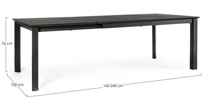 Masa extensibila KONNOR, Aluminiu, Negru, 160/240x100x76 cm [6]