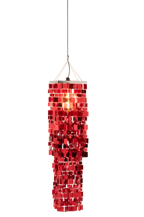 Abajur candelabru patrat pvc rosu M | L 30X l 30X H 122 cm [2]