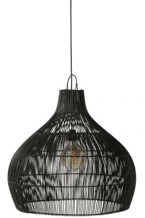 Abajur Pear, Rattan/Bambus, Negru, 83x83x75.5 cm [2]