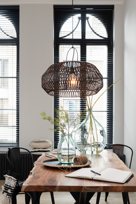 Abajur Rattan, Rattan/Bambus, Negru, 52.5x52.5x31.5 cm [2]