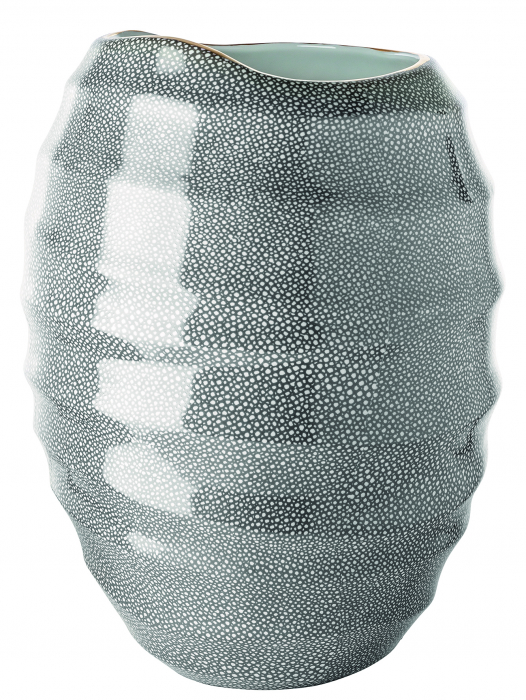 AJUNA, Vază de portelan, gri cu margine aurie, h.32, d.23 cm [2]