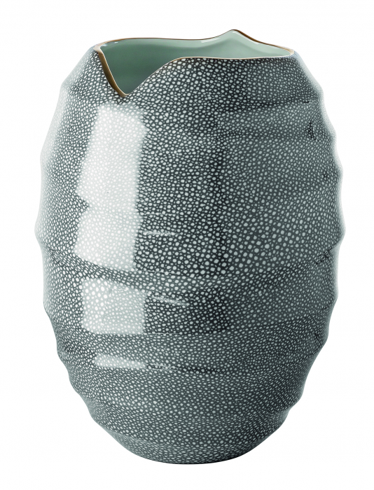 AJUNA, Vază de portelan, gri cu margine aurie, h.39, d.28 cm [2]