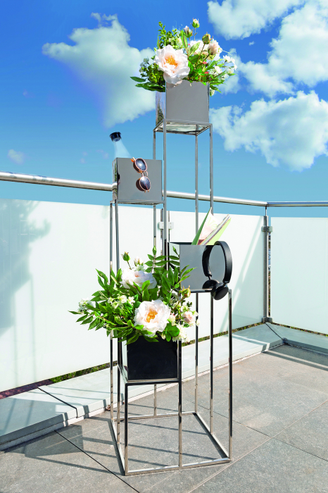 AMANDA, Suport ghiveci cu 4 jardiniere, inox, 37x37x135 cm [2]