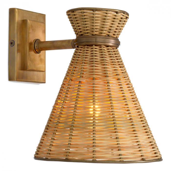 Aplică de perete, Kon Tiki ratan natur, Dims: W. 20 | min W. 25 | H. 25  (CM) [3]
