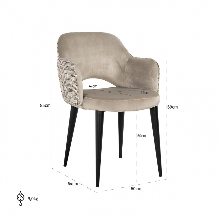 Fotoliu Giovanna, trendy nature/quartz kaki ignifug (Be Trendy 01 Nature), Dims: 84.5 x 58.0 x 63.0 cm [5]
