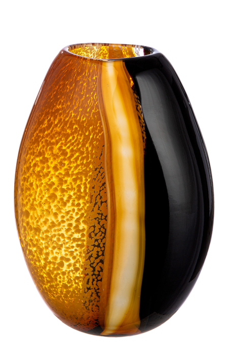 Arta in sticla, Vaza, bulboasa, "Umbras", Sticla, maro, portocaliu, PU 2, L. 12 cm, L. 18 cm, H 27 cm [1]
