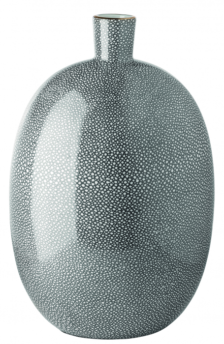 ATHINA, Vaza de portelan, gri cu margine aurie, 25x20x37 cm