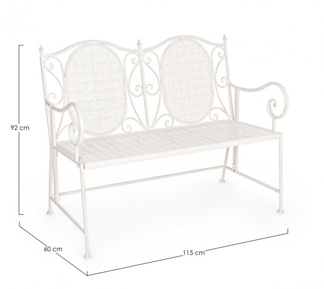 Banca 2 locuri Emily, Metal, Alb, 115x60x92 cm [2]