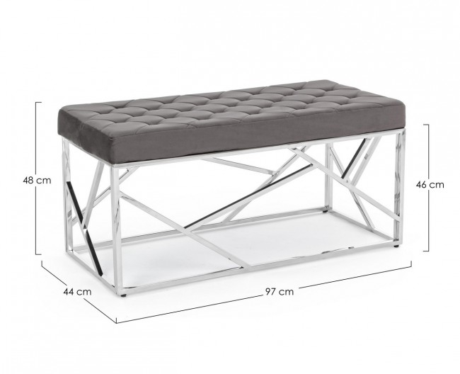 Banca Rayan, Otel/Poliester, Gri inchis, 97x44x46 cm [2]
