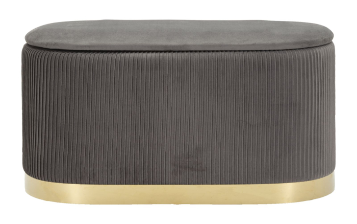 Bancheta cu spatiu depozitare si puf, gri, set de 3, 80x37x42-29x35 cm [9]