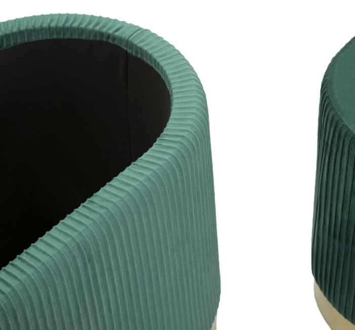 Bancheta cu spatiu depozitare si puf, verde, set de 3, 80x37x42-29x35 cm [3]