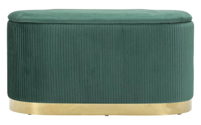 Bancheta cu spatiu depozitare si puf, verde, set de 3, 80x37x42-29x35 cm [8]