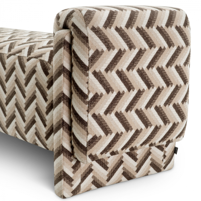 Banchetă, Del Vale chevron maro, Dims: W. 156 | D. 50 | H. 57 | SD. 46 | SW. 115 | SH. 45.5 | AH. 57  (CM) [5]