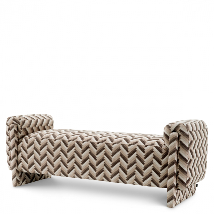 Banchetă, Del Vale chevron maro, Dims: W. 156 | D. 50 | H. 57 | SD. 46 | SW. 115 | SH. 45.5 | AH. 57  (CM) [1]