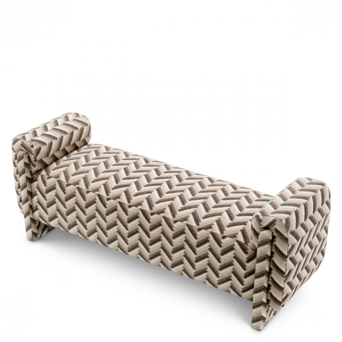 Banchetă, Del Vale chevron maro, Dims: W. 156 | D. 50 | H. 57 | SD. 46 | SW. 115 | SH. 45.5 | AH. 57  (CM) [4]