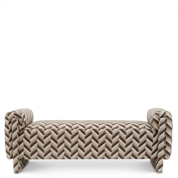 Banchetă, Del Vale chevron maro, Dims: W. 156 | D. 50 | H. 57 | SD. 46 | SW. 115 | SH. 45.5 | AH. 57  (CM) [2]
