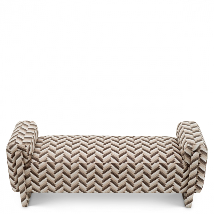 Banchetă, Del Vale chevron maro, Dims: W. 156 | D. 50 | H. 57 | SD. 46 | SW. 115 | SH. 45.5 | AH. 57  (CM) [3]