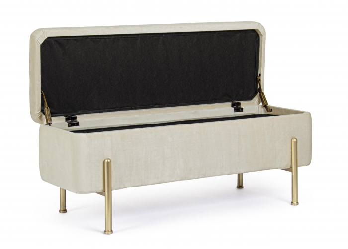 Bancheta Irina cu spatiu de depozitare, MDF/Poliester, Bej, 110x42x42 cm [3]