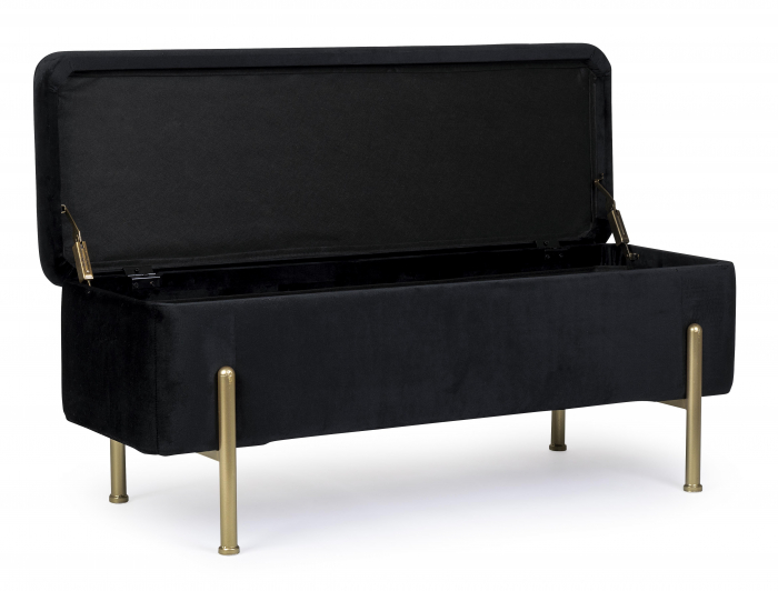 Bancheta Irina cu spatiu de depozitare, MDF/Poliester, Negru, 110x42x42 cm [6]