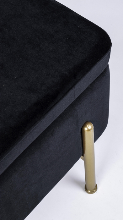 Bancheta Irina cu spatiu de depozitare, MDF/Poliester, Negru, 110x42x42 cm [4]