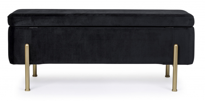 Bancheta Irina cu spatiu de depozitare, MDF/Poliester, Negru, 110x42x42 cm [2]