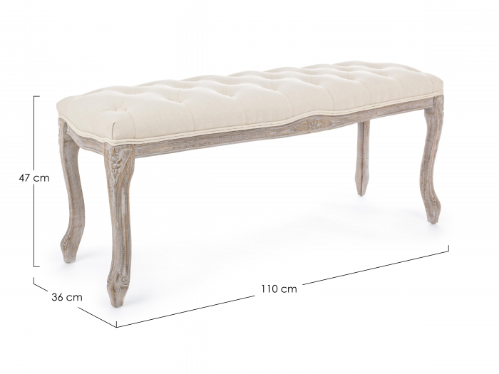 Bancheta Mathilde, Lemn/Poliester, Bej/Natural, 110x36x47 cm [2]